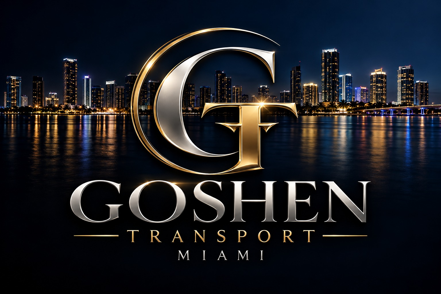 Goshen Transport Miami skyline at night